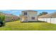 Spacious backyard offering ample green space, a covered patio, and potential for outdoor activities and landscaping at 15107 Searobbin Dr, Lakewood Ranch, FL 34202