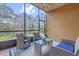 Screened-in patio with outdoor seating offers a relaxing view of the backyard at 2727 Brookville Dr, Valrico, FL 33596