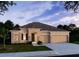 Single-story home showcasing modern design with stone accents and a spacious two-car garage at 9995 Dolphin Gull Cir, Thonotosassa, FL 33592