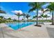 Resort-style pool surrounded by palm trees and lounge chairs on a sunny day at 4541 Mondrian Ct, Sarasota, FL 34240