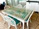 Covered patio with dining area featuring a glass top table and wicker chairs at 1727 Waxwing Cir, Venice, FL 34293