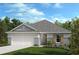 Charming one-story home with a two-car garage, well-maintained lawn, and manicured landscaping at 6609 Tortoise Trl, Parrish, FL 34219
