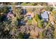 Overhead view of a home with a private pool, highlighting its backyard and surrounding landscape at 32589 Greenwood Loop, Wesley Chapel, FL 33545