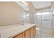 Functional bathroom featuring a shower-tub combo and ample counter space at 10809 Sailbrooke Dr, Riverview, FL 33579