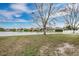 Backyard pond view showcasing mature trees and nearby homes enhancing the serene atmosphere at 15121 Searobbin Dr, Lakewood Ranch, FL 34202