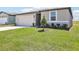 Manicured front yard with lush green grass and well-maintained landscaping at 31668 Wild Grape Ln, Brooksville, FL 34602