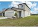 Two-story home with neutral exterior, a two car garage and manicured front lawn at 3634 Moscato Dr, Brooksville, FL 34602
