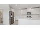 Modern kitchen with stainless steel appliances, white cabinets, and a kitchen island at 3634 Moscato Dr, Brooksville, FL 34602