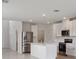 Modern kitchen features white cabinets, stainless steel appliances, island and natural light at 3634 Moscato Dr, Brooksville, FL 34602