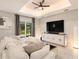 The living room boasts a large TV, comfortable seating, and recessed lighting at 24470 Kingsway Cir, Punta Gorda, FL 33983