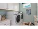 Functional laundry room with white cabinets, modern appliances, and convenient storage solutions at 3165 Alba Cir, Bradenton, FL 34211