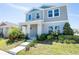 Inviting two-story home features a well-manicured lawn and lush landscaping, creating a picturesque setting at 13001 Pennybrook Dr, Riverview, FL 33579