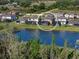 Aerial view of the neighborhood highlighting the backyard with the pool at 12654 Oak Hill Way, Parrish, FL 34219