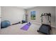 Home gym with treadmill, elliptical machine, weights, and exercise mat at 12654 Oak Hill Way, Parrish, FL 34219