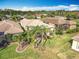 Aerial view of home highlighting palm trees, backyard and neighborhood setting at 4949 Sandy Glen Way, Wimauma, FL 33598