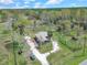 Stunning aerial view of an expansive property featuring a charming house, pond, red barn, and verdant landscape at 8123 Double Branch Rd # 1, Tampa, FL 33635