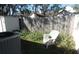 View of a fenced backyard with chair, AC unit, and varied plants at 2632 Wrencrest Cir, Valrico, FL 33596