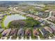 Breathtaking aerial view of a Primary-planned community with a lake and luxurious homes at 2709 Coco Palm Cir, Wesley Chapel, FL 33543