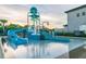 Close up of the community splash pad offering plenty of fun with slides and water features at 2709 Coco Palm Cir, Wesley Chapel, FL 33543