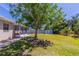 Large, sunny backyard featuring a storage shed and lush greenery at 6730 32Nd N Ave, St Petersburg, FL 33710