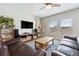 Comfortable living room with natural light, stylish furniture, and access to outdoor views at 7617 Wallflower Trl, Wesley Chapel, FL 33545