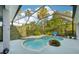Attractive pool area with screened enclosure and lush, tropical landscaping at 13136 Peregrin Cir, Bradenton, FL 34212
