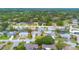 Aerial view of the residential neighborhood showcasing the housing, streets, and landscaping at 3803 Pin Oaks St, Sarasota, FL 34232