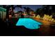 Tranquil backyard showcasing a pristine pool, complemented by lush landscaping and elegant lighting at 5900 Leeland S St, St Petersburg, FL 33715