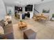 Open-concept living area with modern kitchen, dining space, and comfortable seating arrangement at 1998 Milkweed Trce, Lutz, FL 33558