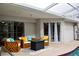 Charming outdoor patio with comfortable seating and sliding glass doors at 26187 Argentina Dr, Punta Gorda, FL 33983