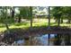 Beautiful backyard featuring a water view, lush greenery, and mature trees; peaceful outdoor space at 5701 Ainsworth W Ct, Tampa, FL 33647
