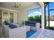 Covered patio with a cozy seating arrangement, perfect for outdoor relaxation and entertaining at 10735 Spring Tide Way, Parrish, FL 34219