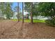Lush backyard with mature trees and views of the home's exterior at 2444 Grandfather Mtn, Spring Hill, FL 34606