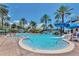 Beautiful community pool featuring a slide and lounge areas surrounded by lush palm trees at 5405 Merritt Island Dr, Apollo Beach, FL 33572
