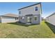 The backyard features a patio, sodded lawn, and neutral exterior color at 1869 Brekey Way, Zephyrhills, FL 33541