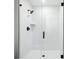 Modern shower with white subway tile and black hardware at 7270 Deer Valley Cir, Tampa, FL 33635