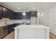 Modern kitchen featuring navy cabinets, a center island, and stainless steel appliances at 7274 Deer Valley Cir, Tampa, FL 33635