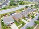 Aerial view of three two-story homes in a community with well-manicured lawns and access to neighborhood amenities at 10607 Standing Stone Drive, Wimauma, FL 33598