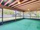 Relaxing screened-in patio featuring vibrant green turf and an exposed beam ceiling at 1481 Newton St, Port Charlotte, FL 33952