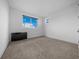 Bedroom featuring carpeted floors, two windows, a black TV, and white walls and ceiling at 10549 Torchwood Sea Way, San Antonio, FL 33576