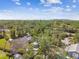 A tranquil aerial view of a lush community with tree-lined streets and views of city skyline in the distance at 913 Tennessee Ln, Sarasota, FL 34234