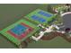 Aerial view featuring the community's basketball and tennis courts with manicured landscaping at 14106 Crutchfield Ct, Parrish, FL 34219