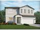 Charming two-story home boasts a well-manicured lawn, light gray siding, and a welcoming covered entry at 461 Sun Chaser Dr, Nokomis, FL 34275