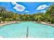 Clear blue community pool surrounded by palm trees, lounge chairs, and umbrellas at 10008 Last Light Gln, Parrish, FL 34219