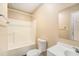Clean bathroom features a shower-tub combo and a bright vanity at 626 Belleview Blvd, Clearwater, FL 33756