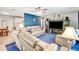 A stylish living room features cozy couches, blue accent wall, and entertainment center at 5208 30Th W St, Bradenton, FL 34207