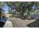 Spacious, fenced backyard with large trees and storage shed at 1807 49Th W Ave, Bradenton, FL 34207