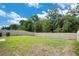 Expansive green backyard bordered by a privacy fence and lush trees for a serene outdoor space at 3504 Kearsney Abbey Cir, Dover, FL 33527
