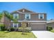 Two-story home with a neutral color scheme, well-manicured lawn, and two-car garage at 3504 Kearsney Abbey Cir, Dover, FL 33527