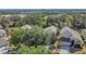 Aerial view of a suburban neighborhood with tree-lined streets and well-kept homes at 4432 Huddlestone Dr, Wesley Chapel, FL 33545